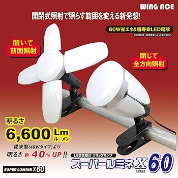 Amazon.co.jp: 60W LED電球付屋内用クリップランプ スーパー